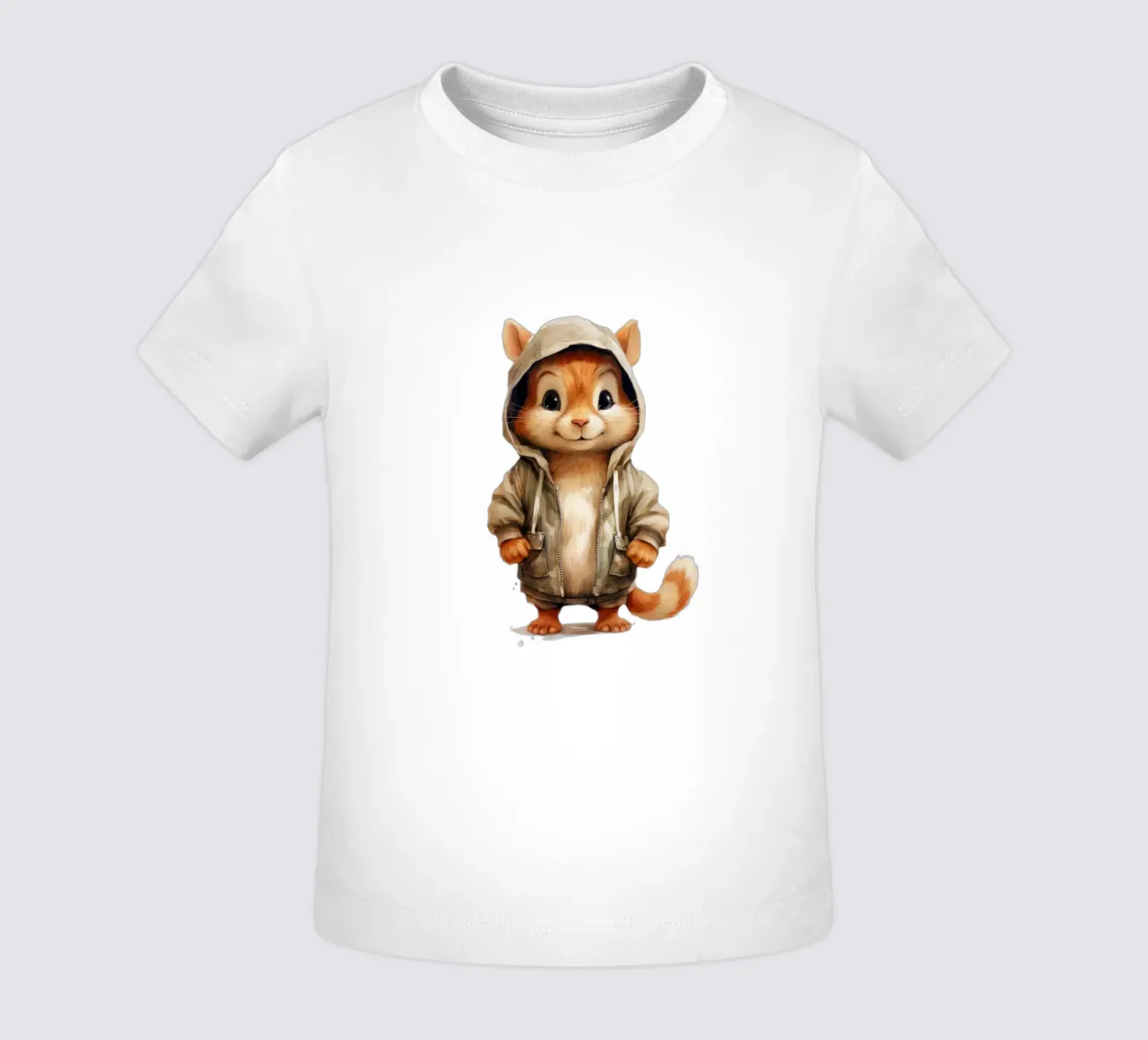 Cartone animato acquerello Chipmunk in felpa con cappuccio maglietta neonato da Animal Portraits
