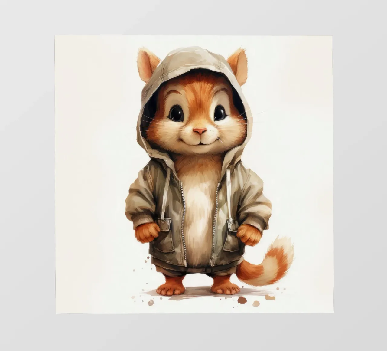 Cartone animato acquerello Chipmunk in felpa con cappuccio telo in pvc da Animal Portraits