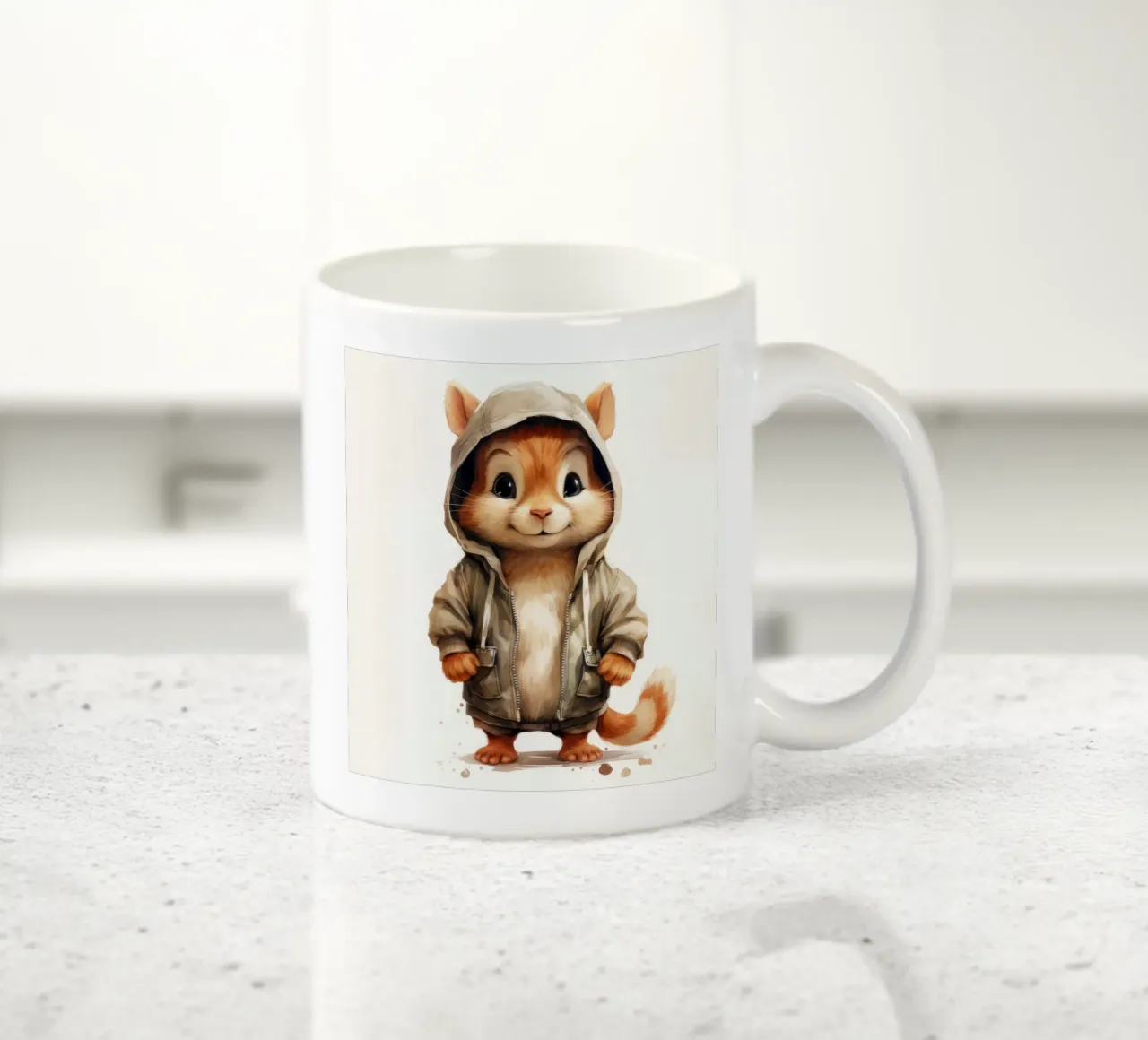 Cartone animato acquerello Chipmunk in felpa con cappuccio tazza in ceramica da Animal Portraits