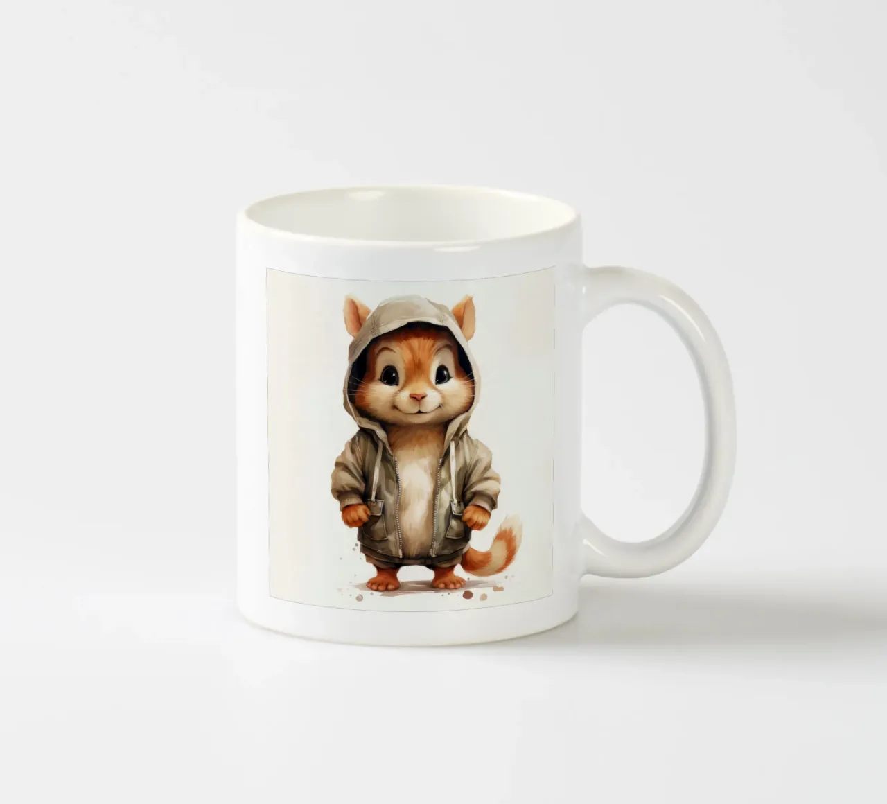 Cartone animato acquerello Chipmunk in felpa con cappuccio tazza in ceramica da Animal Portraits