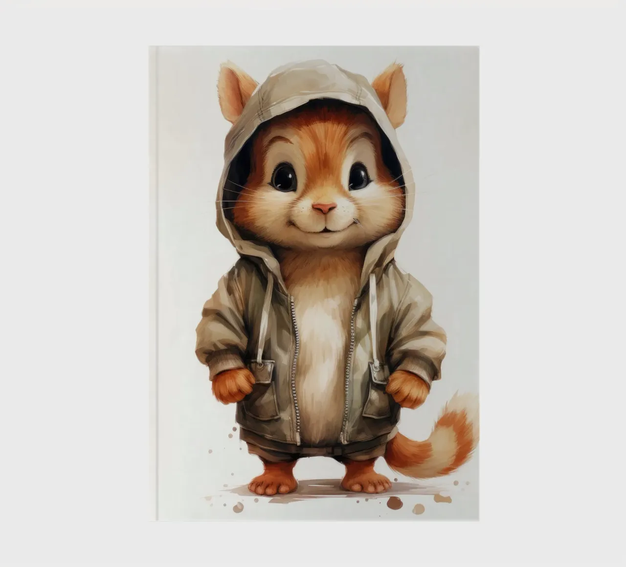 Cartone animato acquerello Chipmunk in felpa con cappuccio diario da Animal Portraits