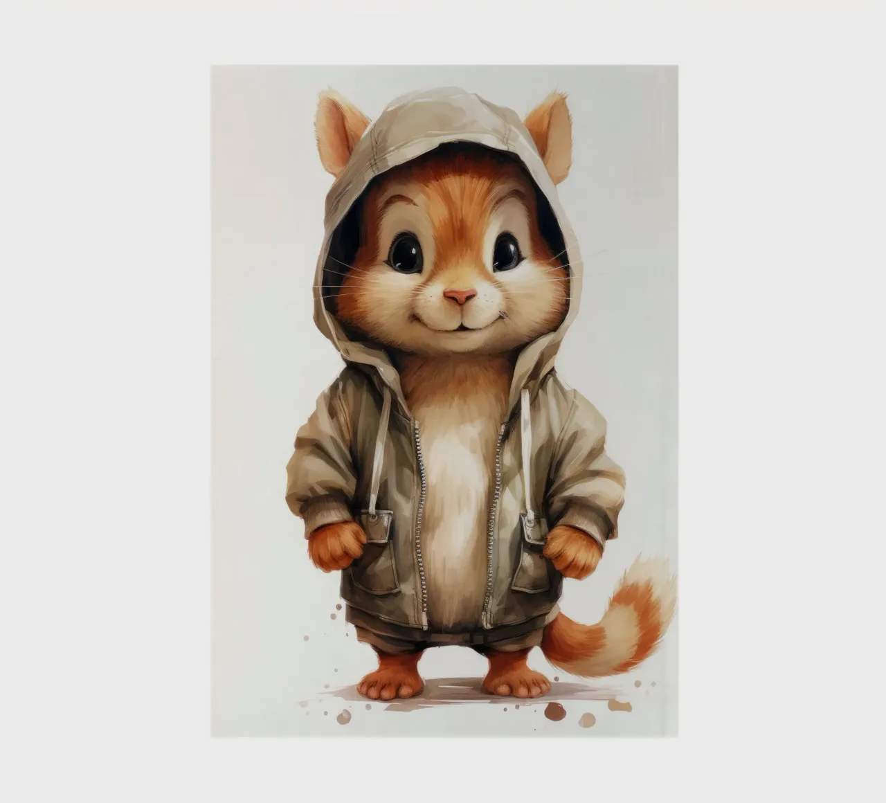 Cartone animato acquerello Chipmunk in felpa con cappuccio diario da Animal Portraits