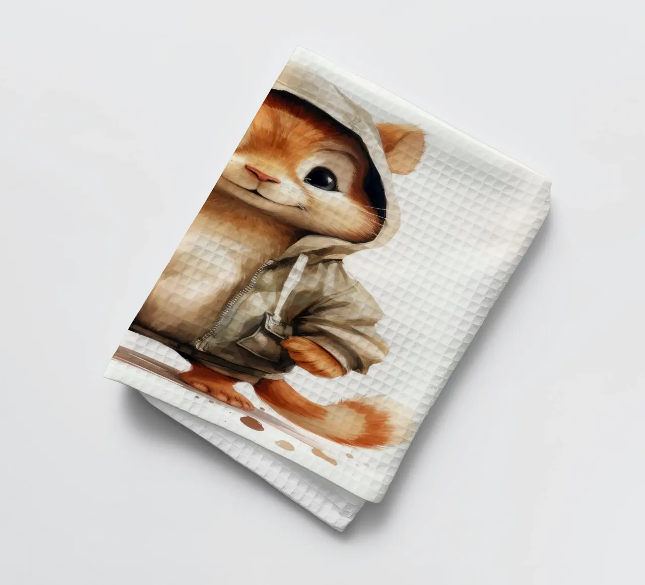 Cartone animato acquerello Chipmunk in felpa con cappuccio canovaccio da cucina da Animal Portraits