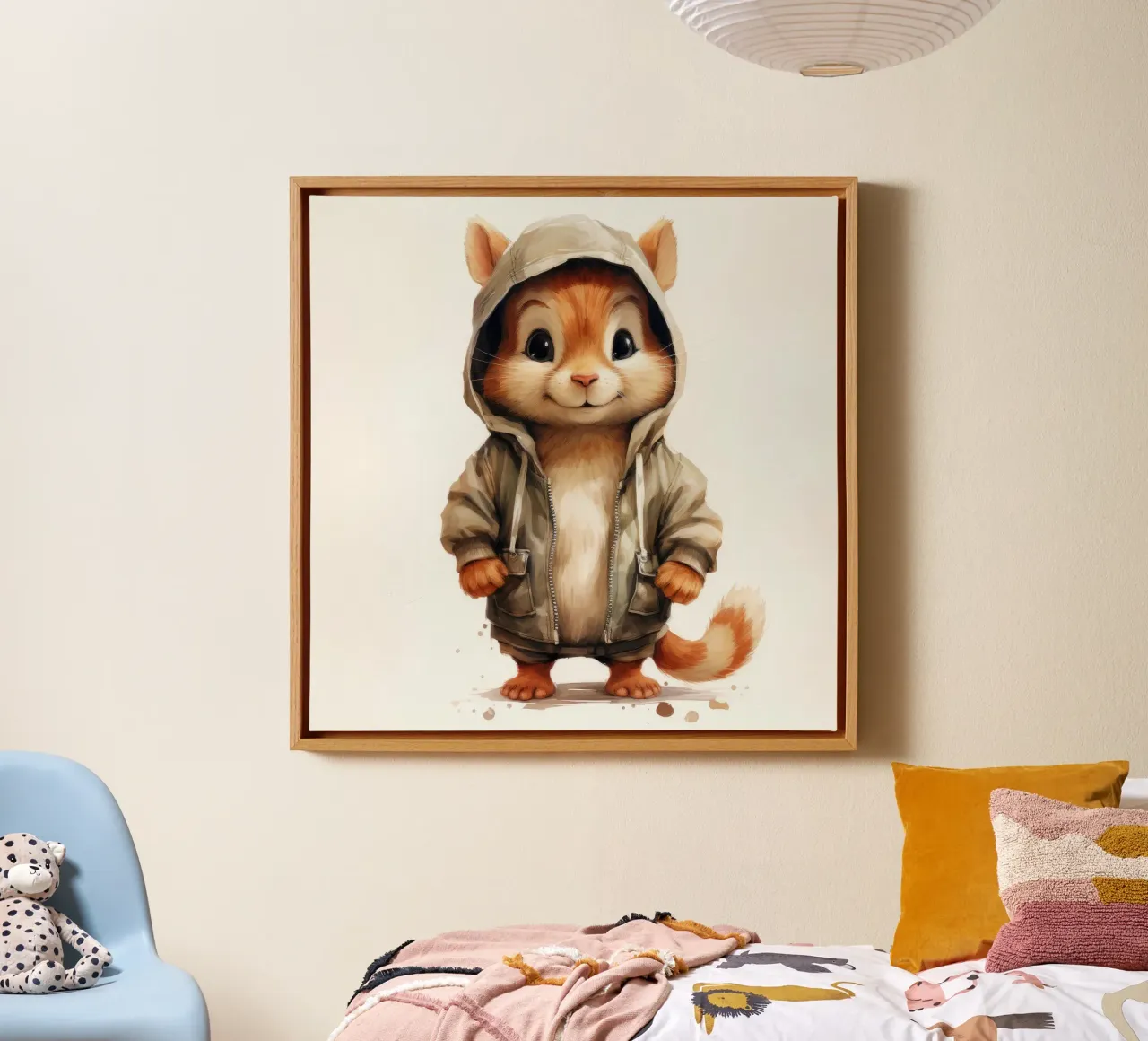 Cartone animato acquerello Chipmunk in felpa con cappuccio tela da Animal Portraits
