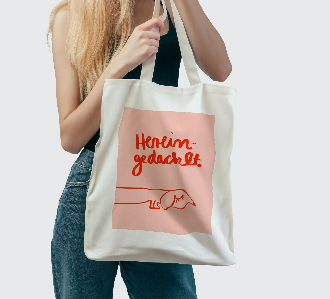 Hereingedackelt Jutebeutel von Hej Ibiza by Ute Arnold