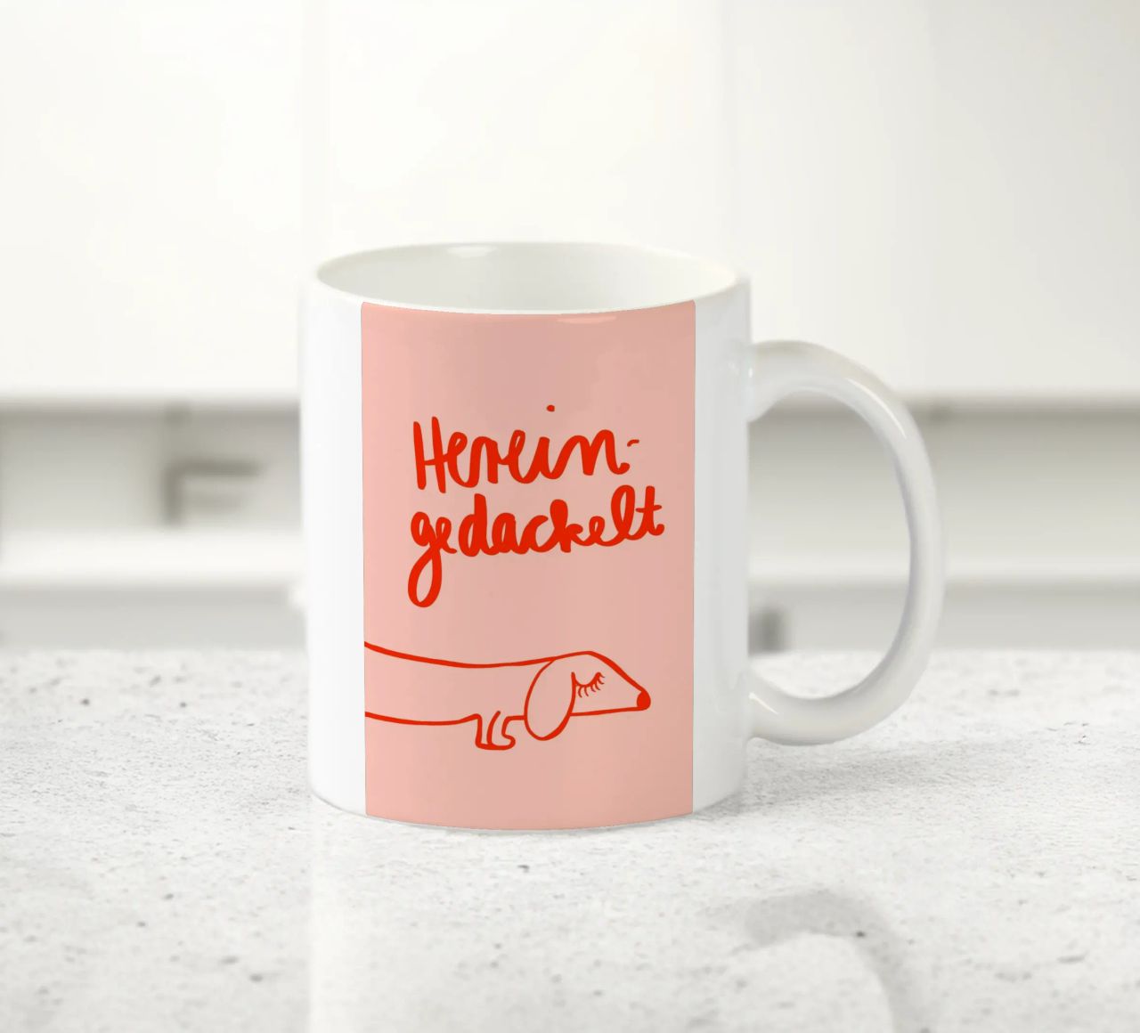Hereingedackelt Keramik Tasse von Hej Ibiza by Ute Arnold