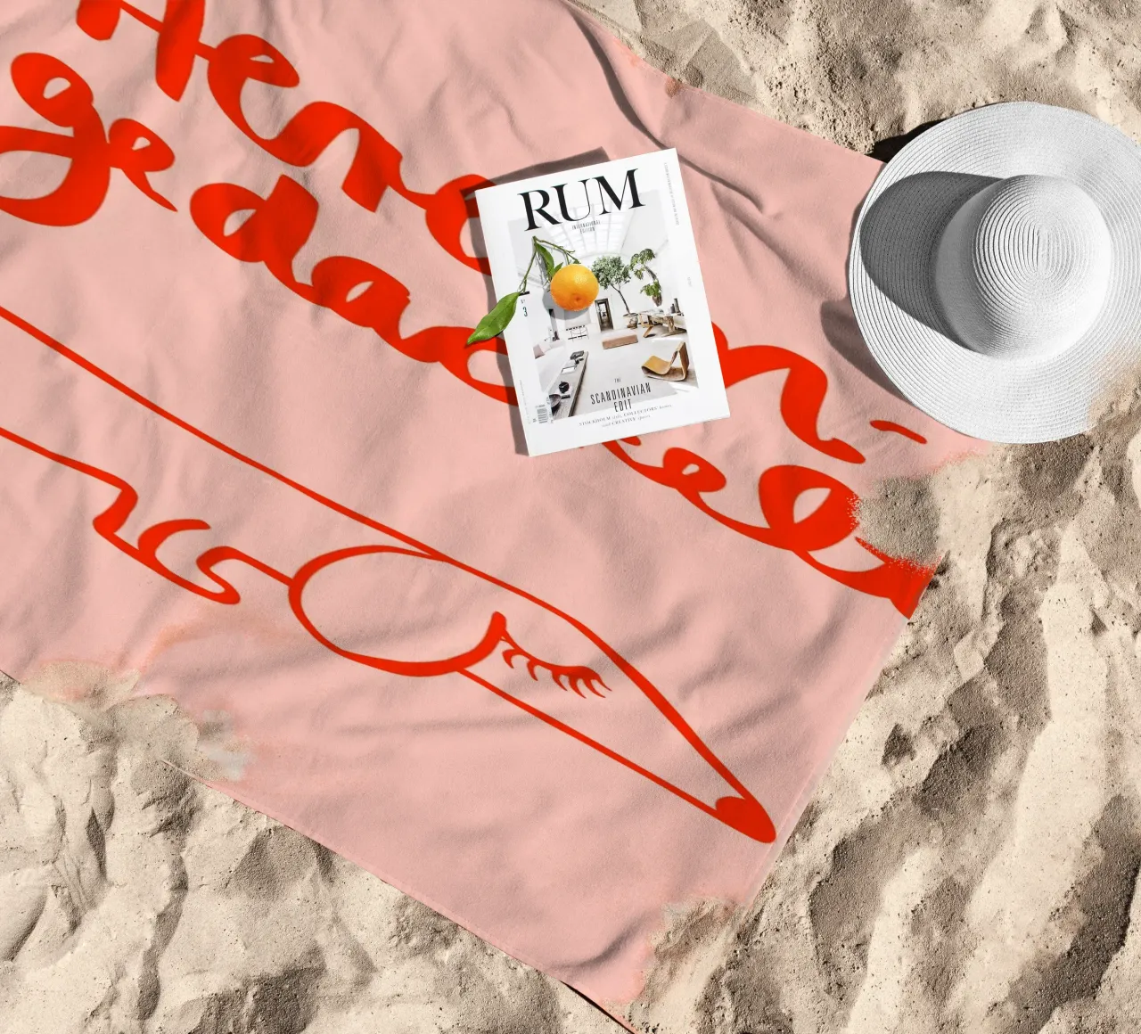 Hereingedackelt beach towel by Hej Ibiza by Ute Arnold
