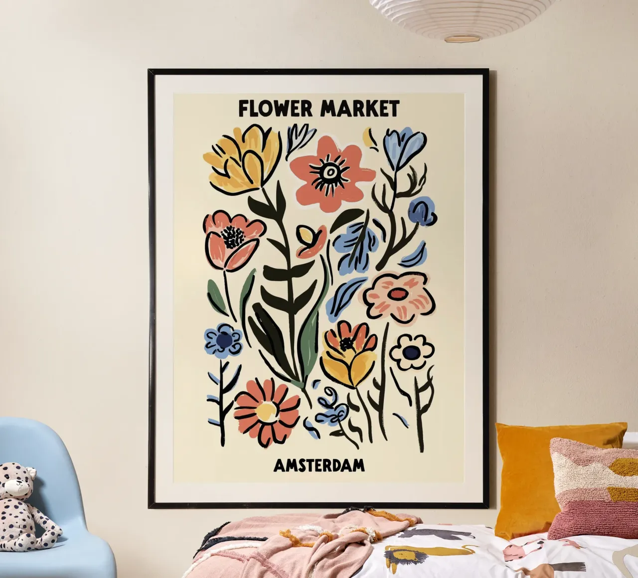 Marché aux fleurs, Amsterdam, Pays-Bas, Illustration hahnemühle de Peaches Art Prints