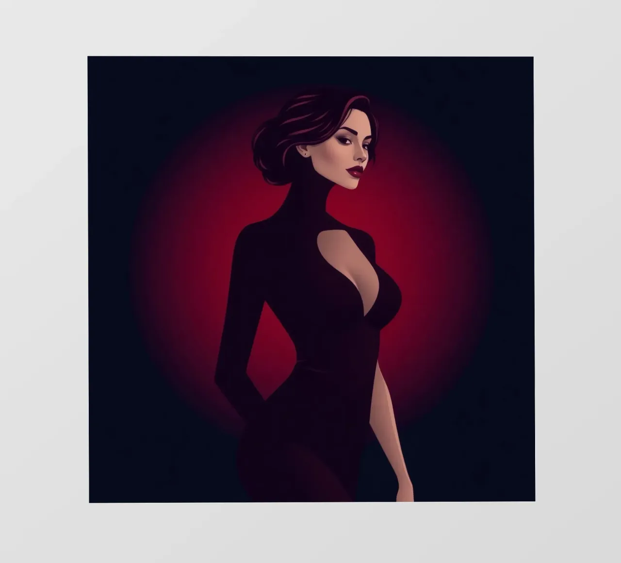 Elegant woman in a sleek black outfit poses photo wallpaper by DesignDoodle