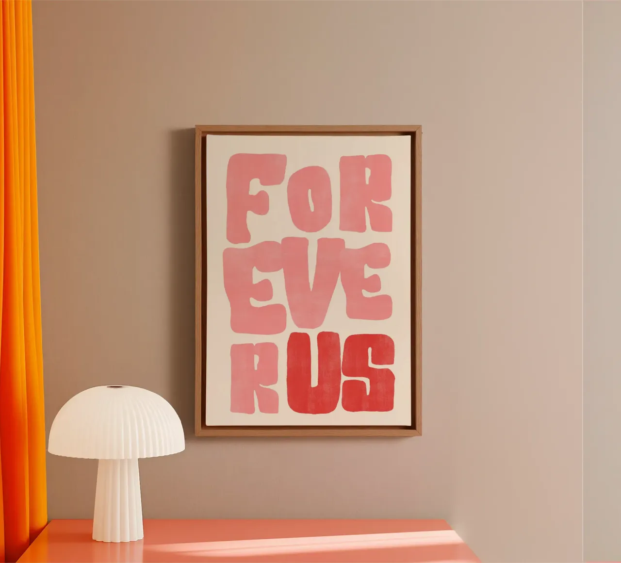 Forever Us | Bold Love Statement Print canvas met Baklijst van PrintCessStudio