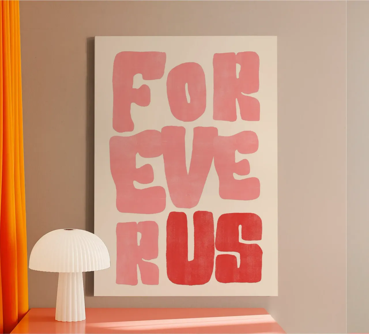 Forever Us | Bold Love Statement Print canvas met Baklijst van PrintCessStudio