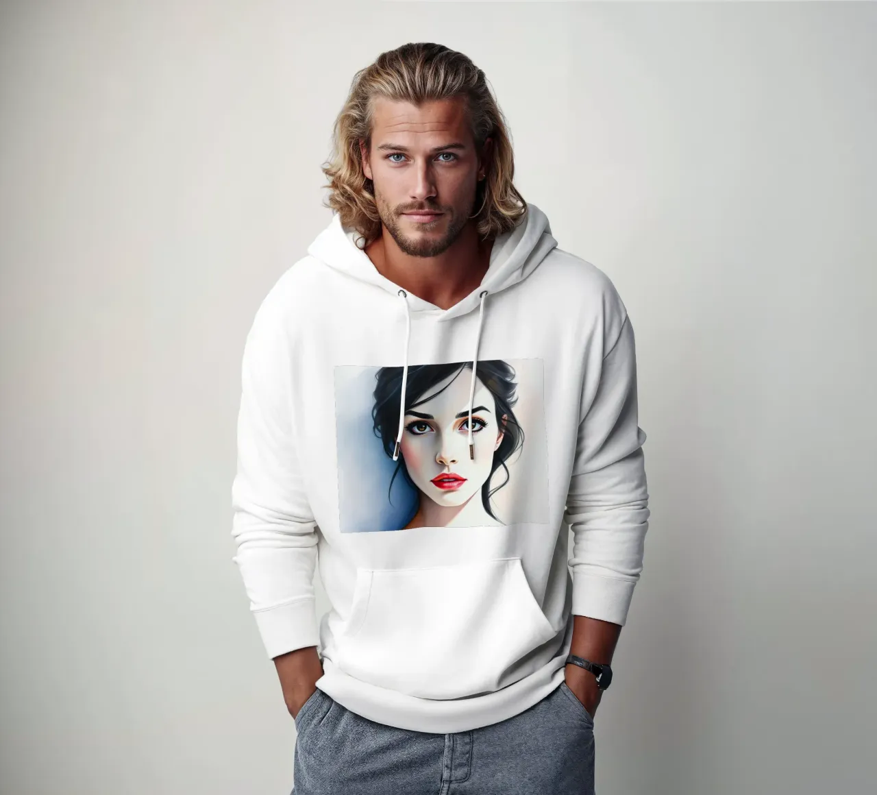 Hermoso retrato de una mujer joven con ojos cautivadores sudadera con capucha de DesignDoodle