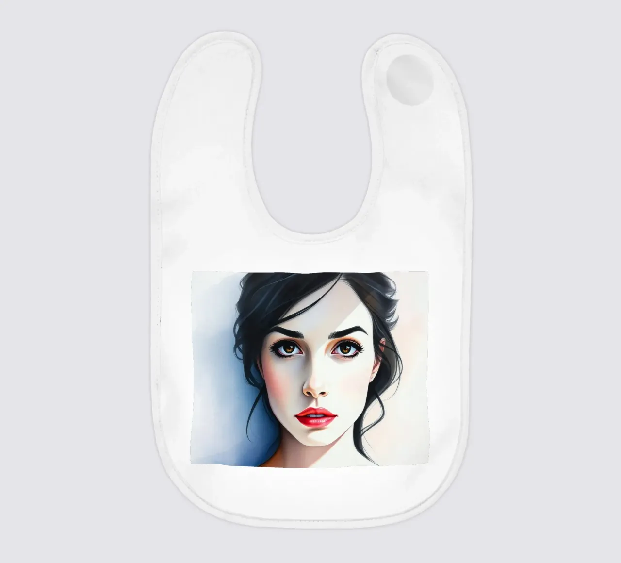 Beautiful portrait of a young woman with captivating eyes baby bib by DesignDoodle
