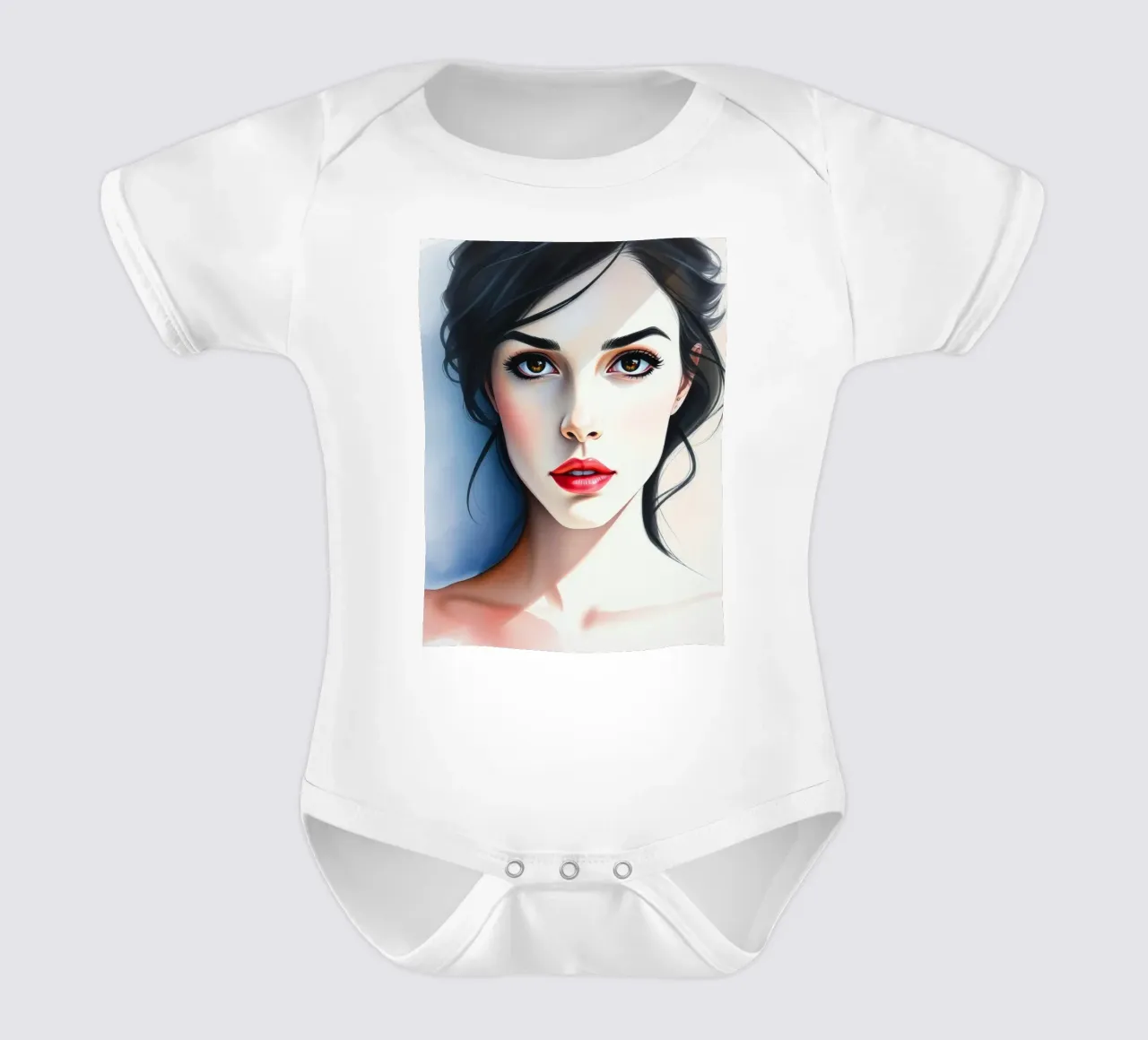 Beau portrait d'une jeune femme aux yeux captivants body bébé de DesignDoodle