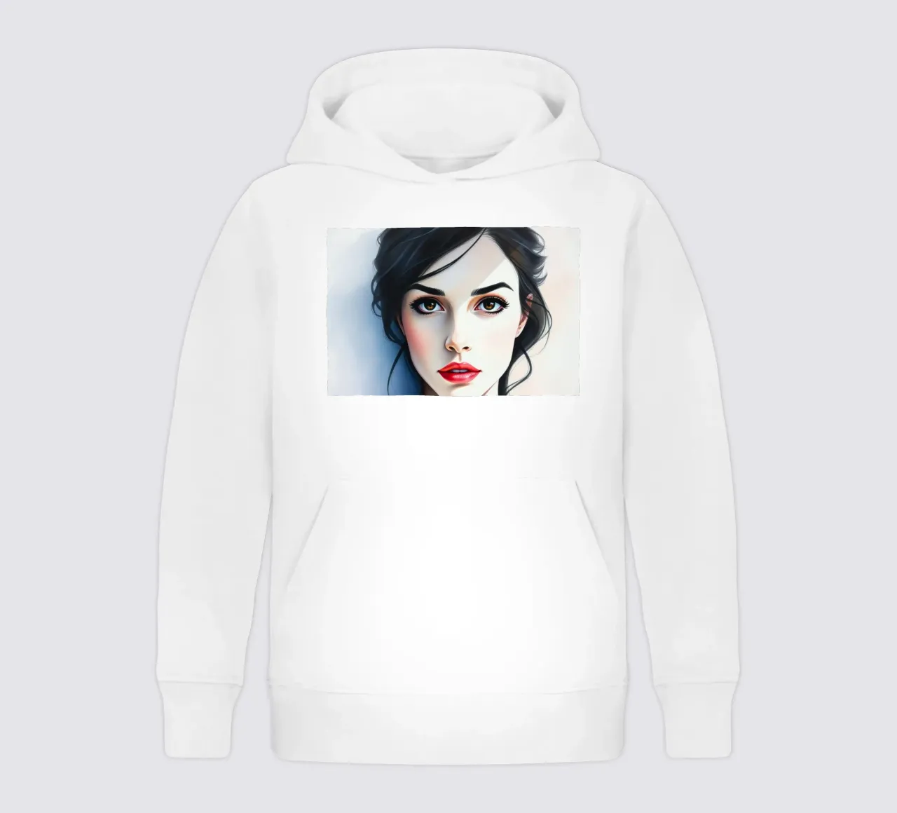 Schönes Porträt einer jungen Frau mit fesselnden Augen Kinder Hoodie von DesignDoodle