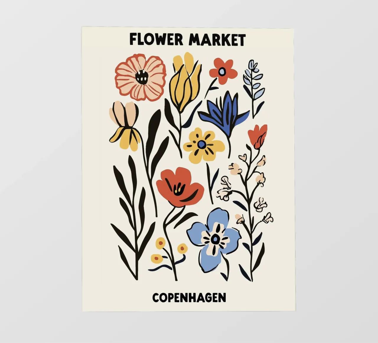 Mercato dei fiori, Copenaghen, Danimarca, Illustrazione pellicola backlit da Peaches Art Prints