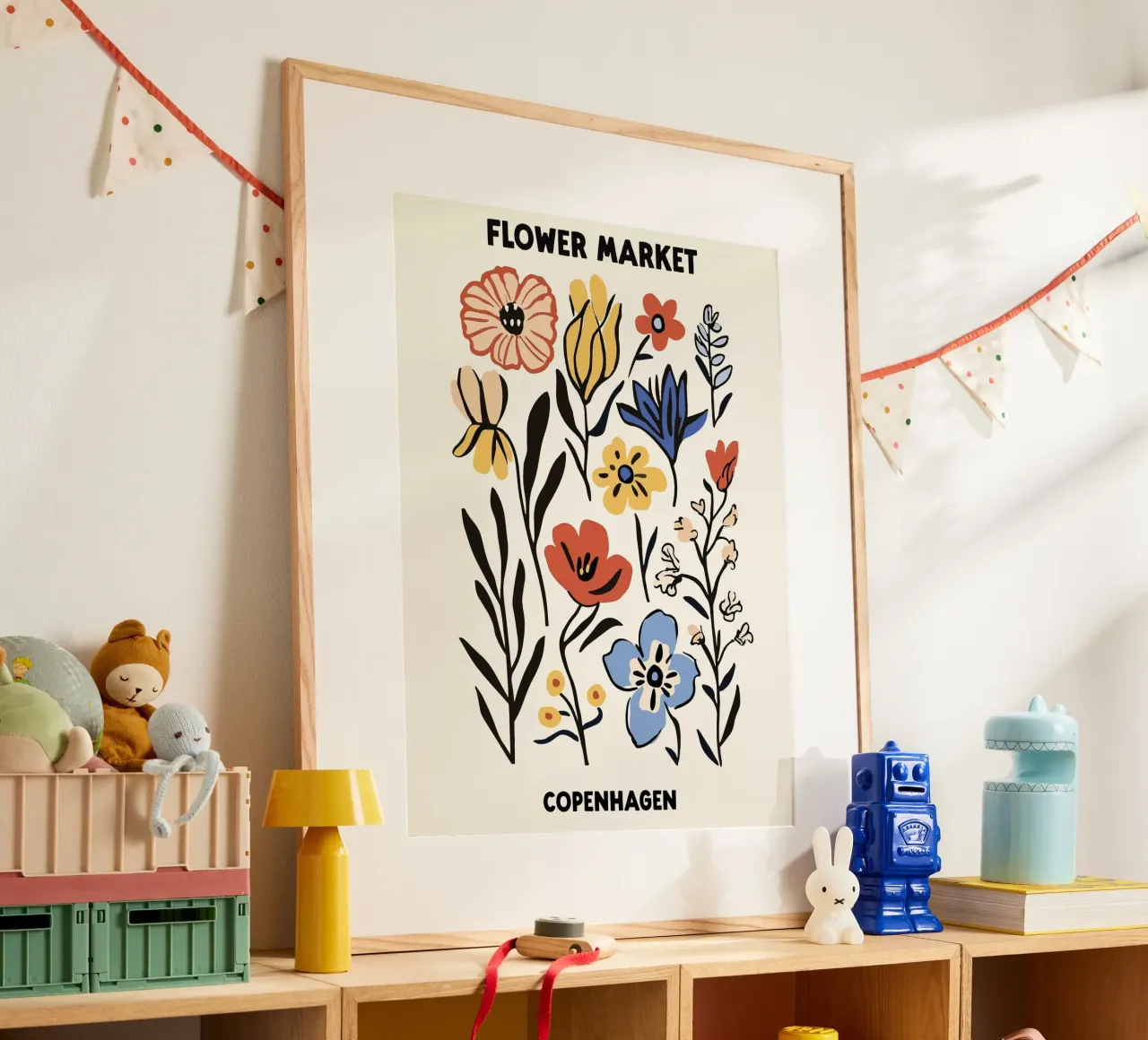 Mercato dei fiori, Copenaghen, Danimarca, Illustrazione carta hahnemühle da Peaches Art Prints