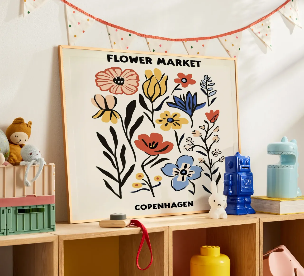 Mercato dei fiori, Copenaghen, Danimarca, Illustrazione carta hahnemühle da Peaches Art Prints
