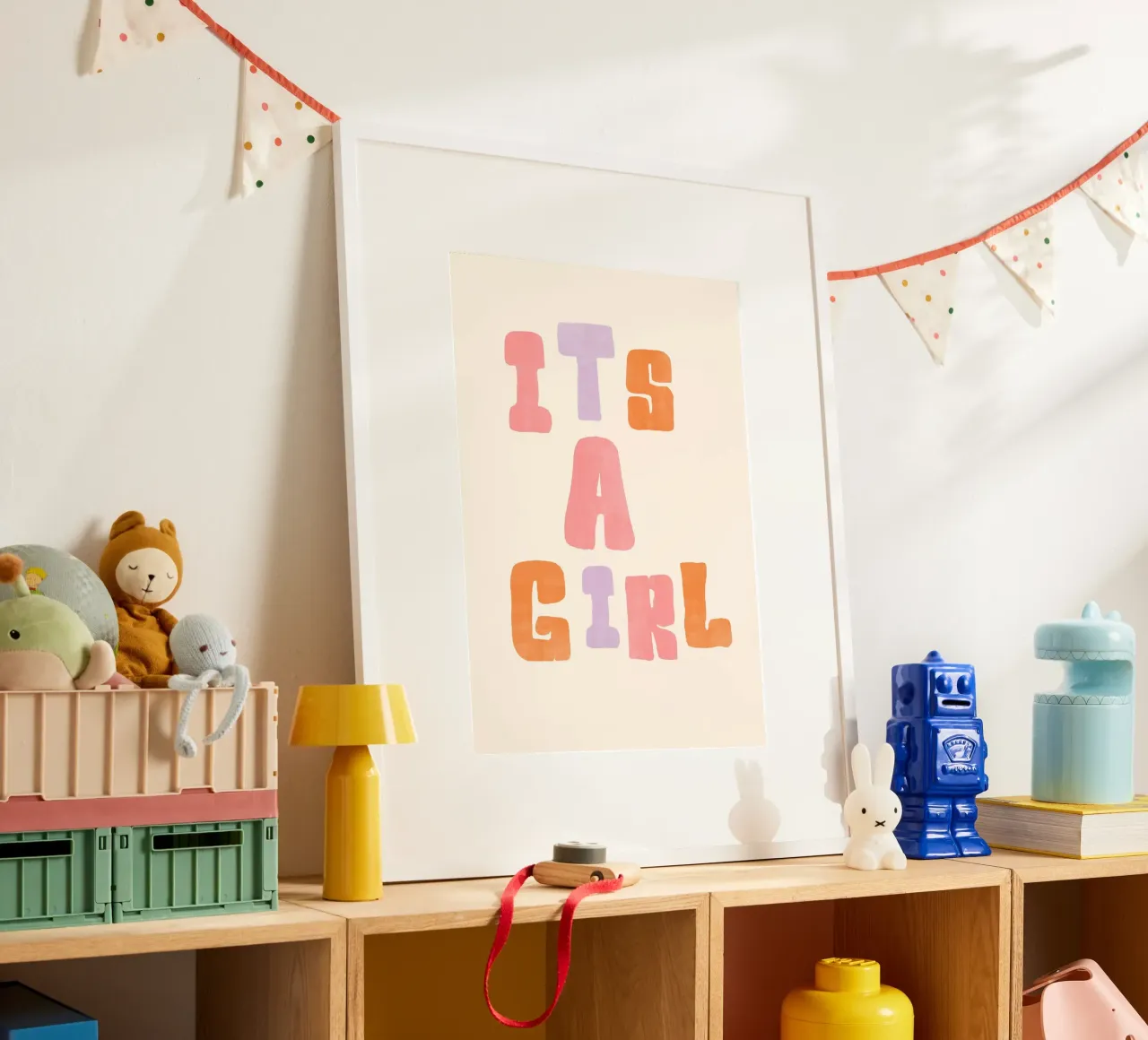 It’s a Girl! | Bright & Joyful Baby Announcement Print carta hahnemühle da PrintCessStudio