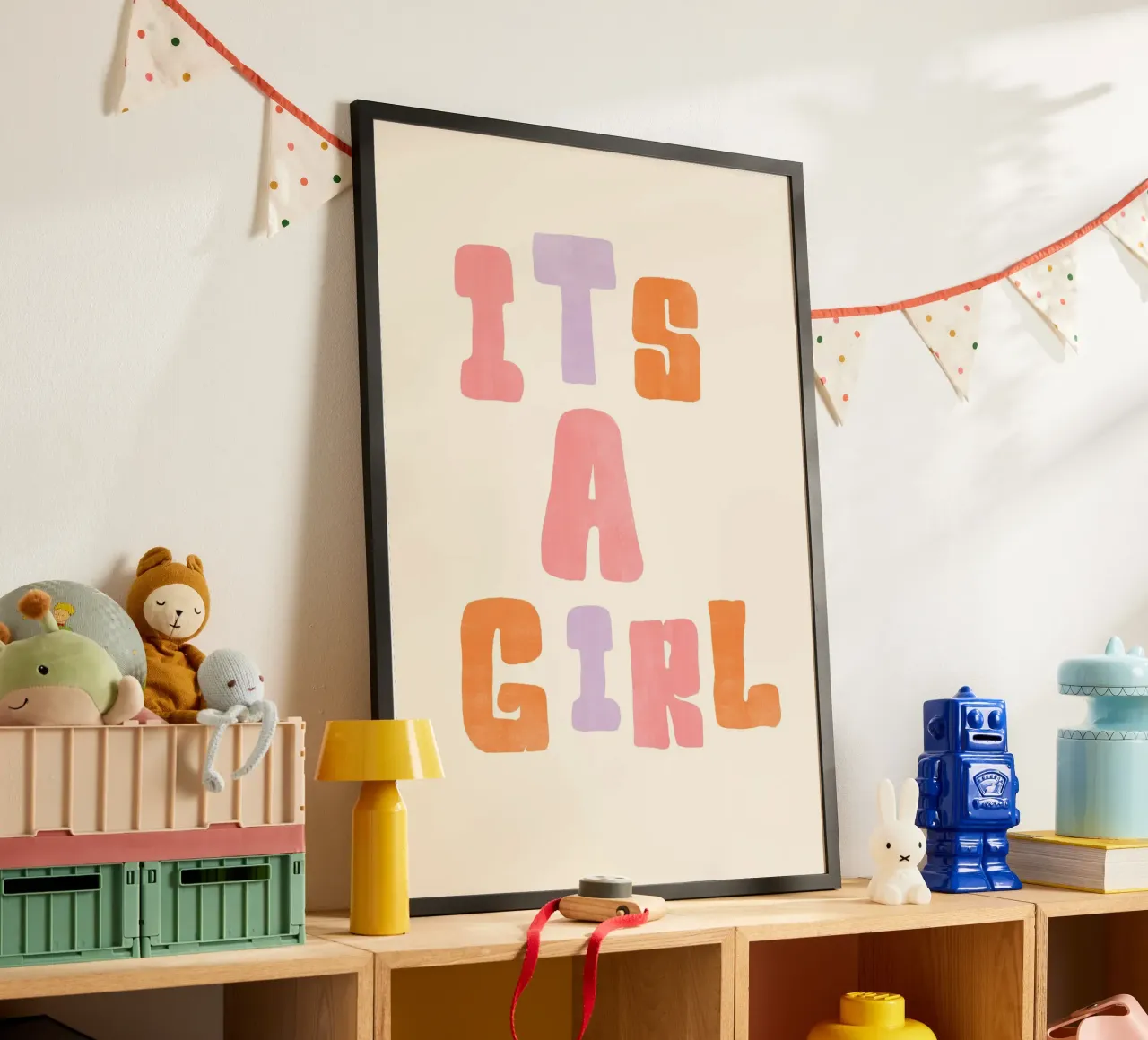 It’s a Girl! | Bright & Joyful Baby Announcement Print carta hahnemühle da PrintCessStudio