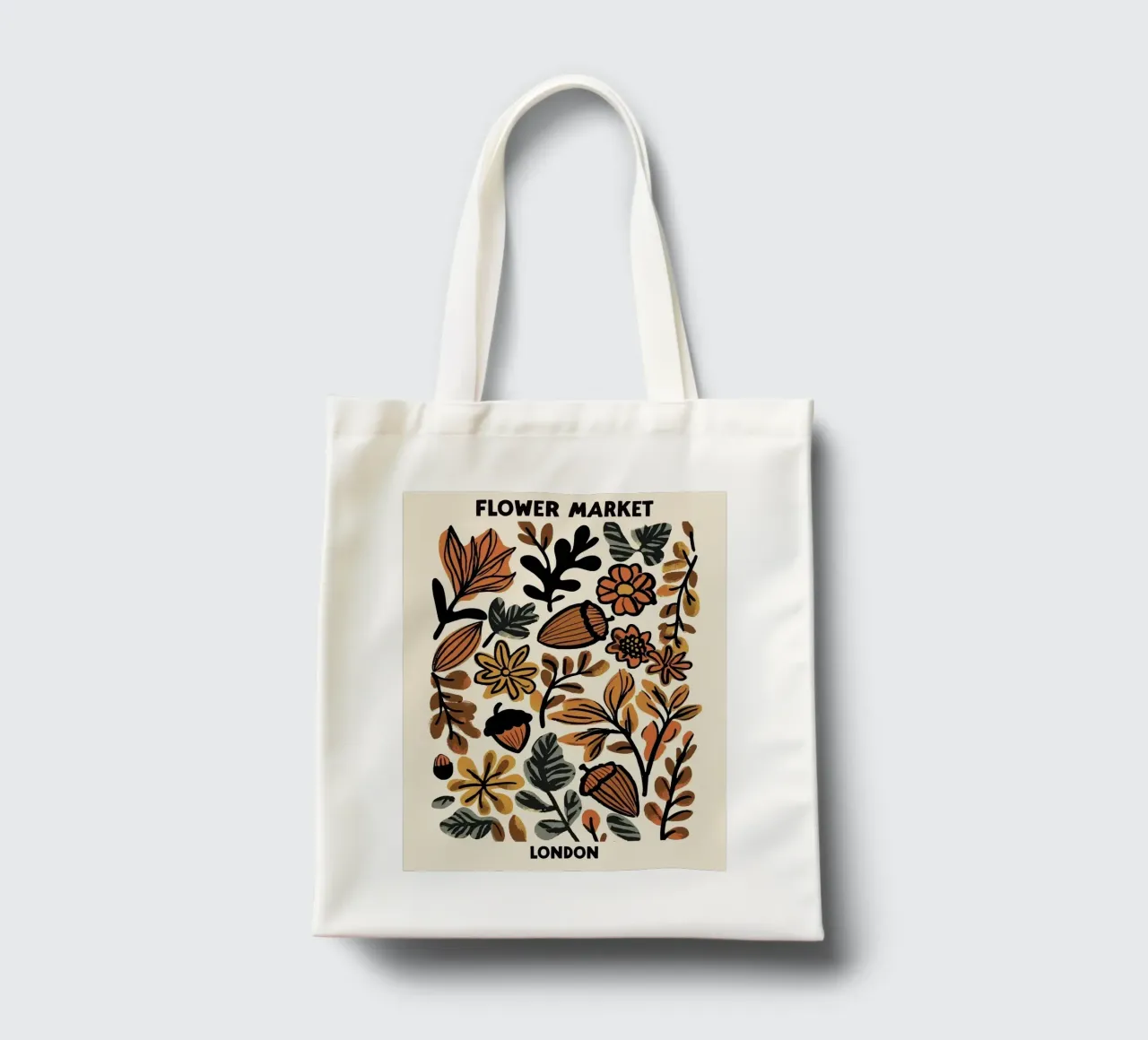 Mercato dei fiori, Londra, Inghilterra, Autunno, Illustrazione borsa in juta da Peaches Art Prints