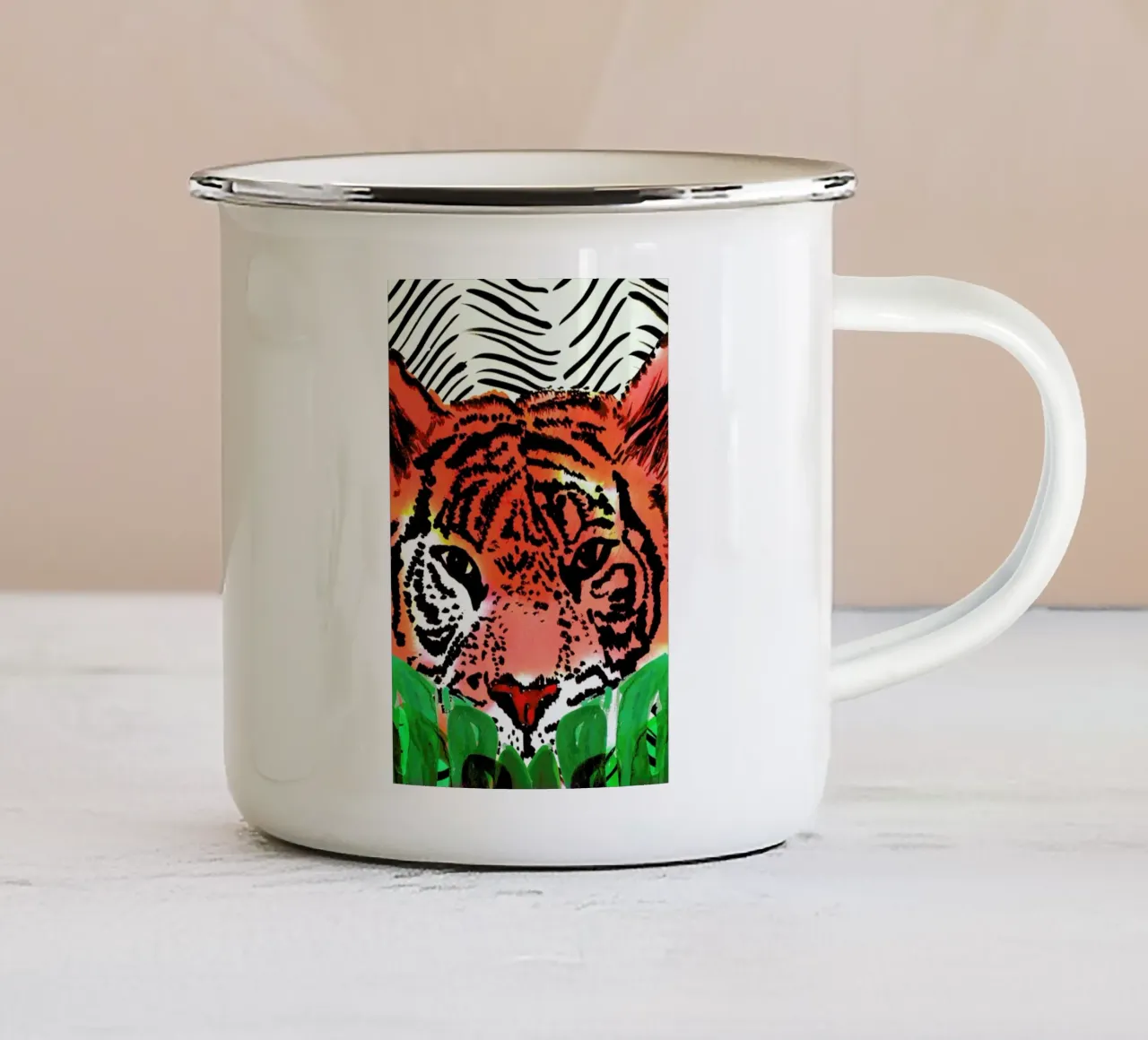 Tiger enamel mug by Amy Sia