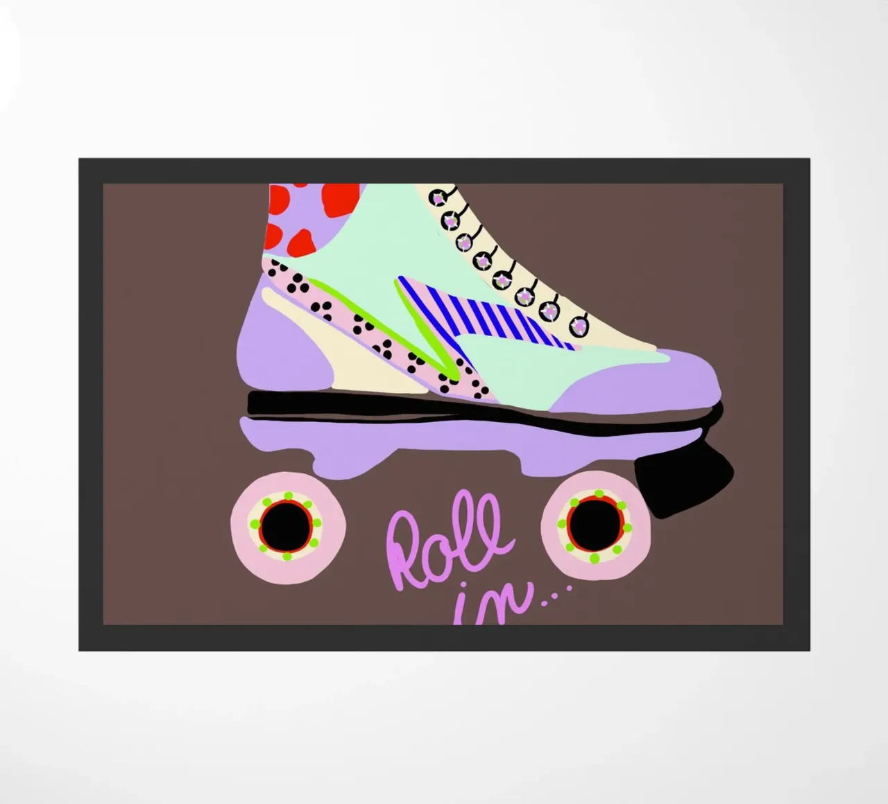 Roll in Rollschuh deurmat van Hej Ibiza by Ute Arnold