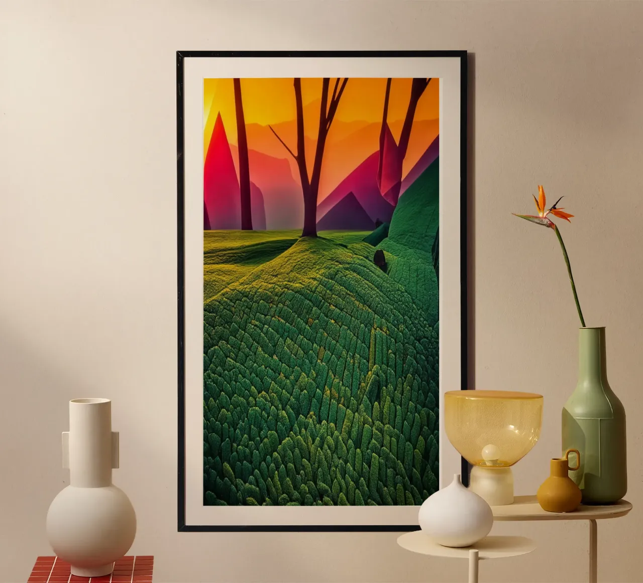 Mucchi di foglie in autunno poster con telaio in alluminio da Abstract Art by LK