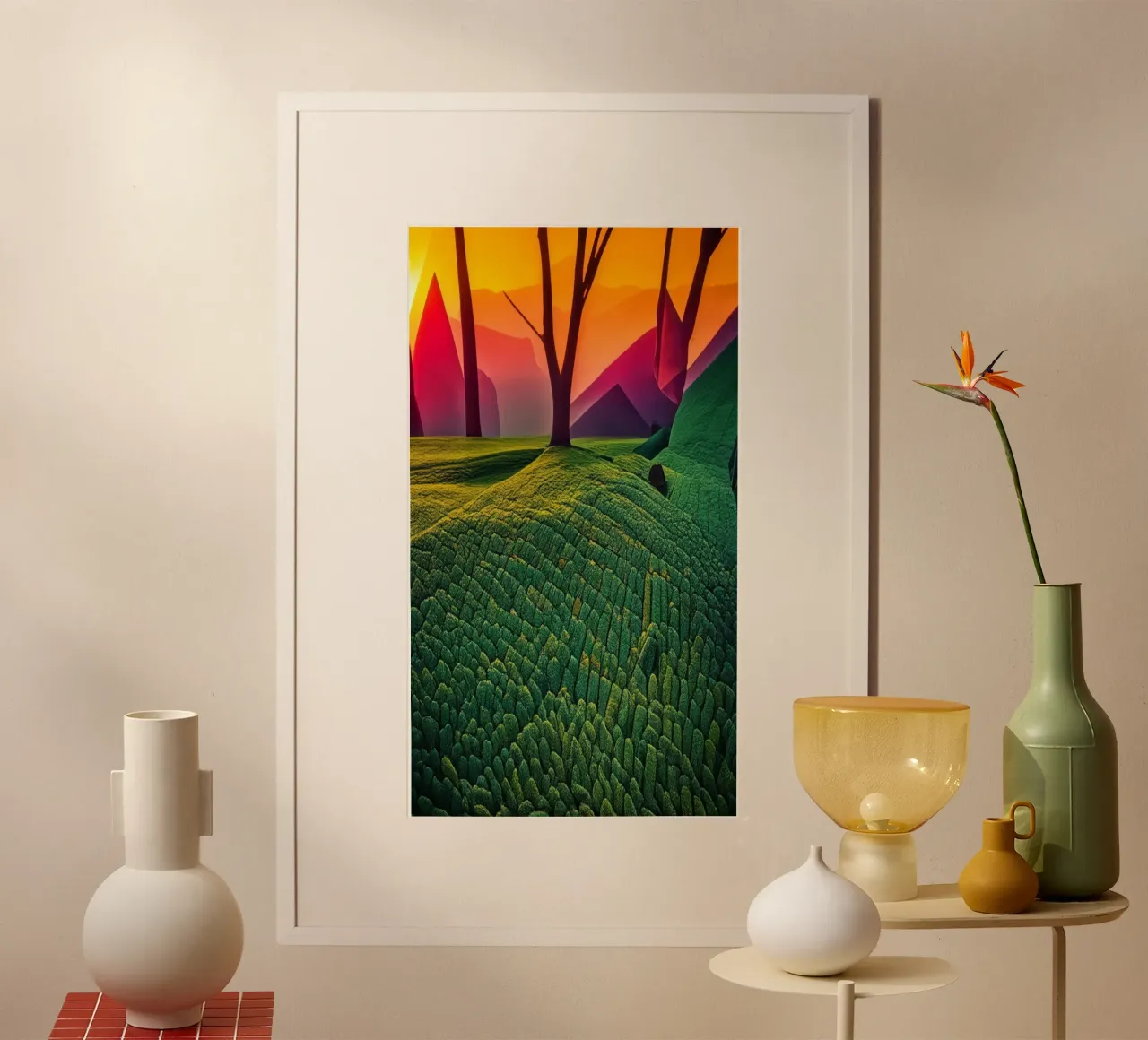 Mucchi di foglie in autunno poster con telaio in alluminio da Abstract Art by LK