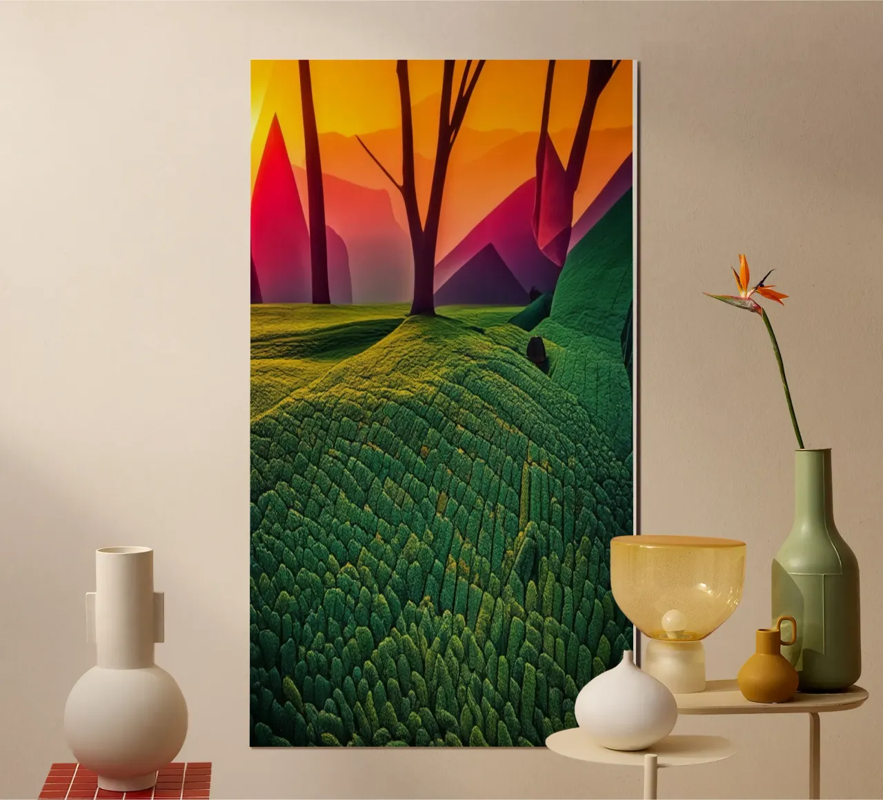Mucchi di foglie in autunno poster con telaio in alluminio da Abstract Art by LK