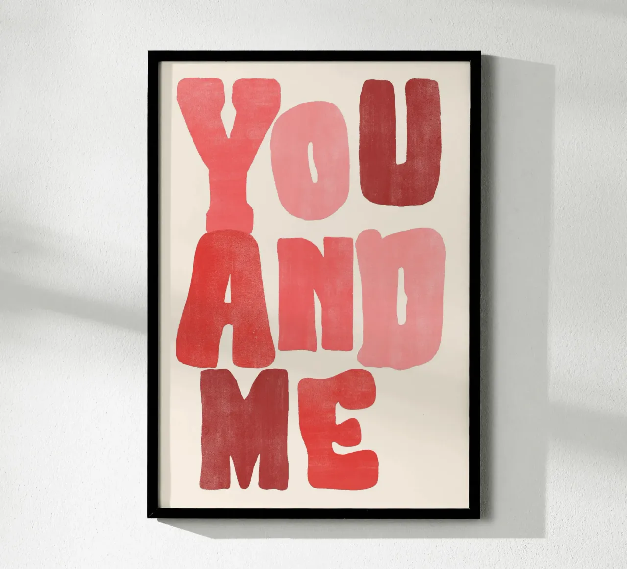 You & Me | Bold Red Love Print poster da PrintCessStudio