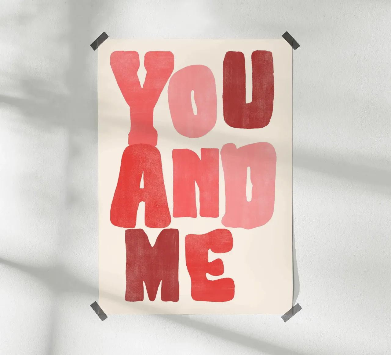 You & Me | Bold Red Love Print poster da PrintCessStudio