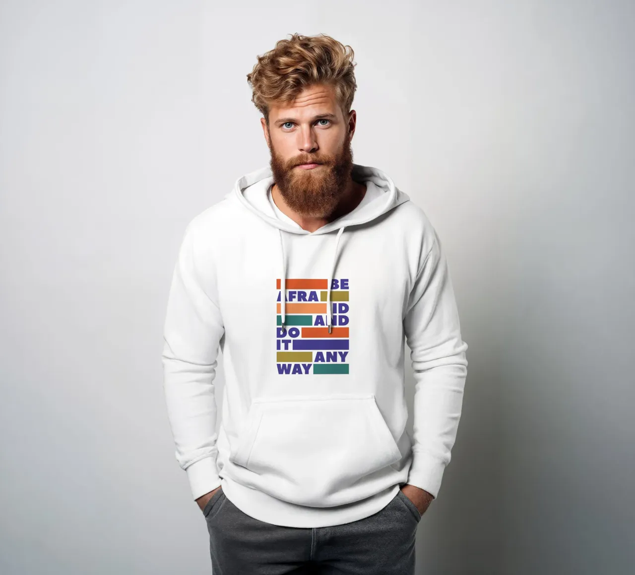 Be Afraid and Do It Anyway Bold Typography Art sudadera con capucha de showmemars