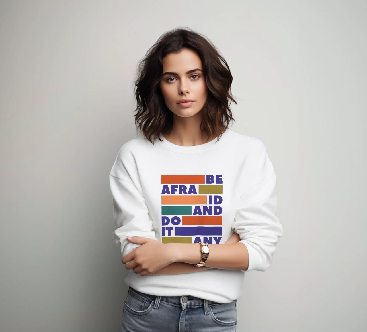 Be Afraid and Do It Anyway Bold Typography Art Sweatshirt von showmemars