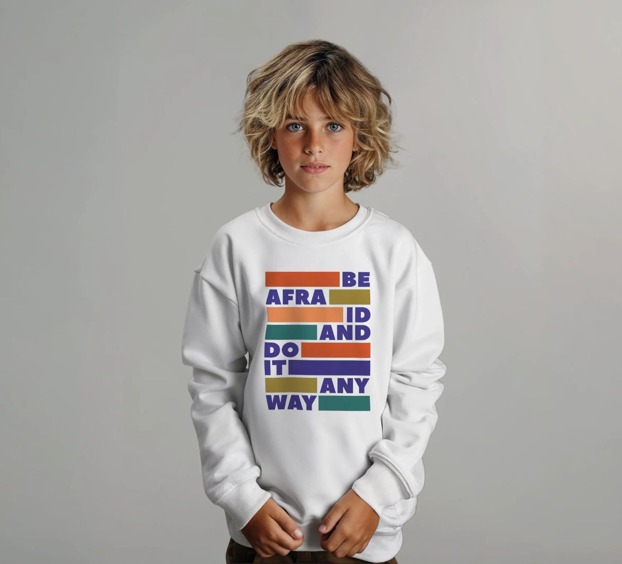 Be Afraid and Do It Anyway Bold Typography Art felpa bambino da showmemars