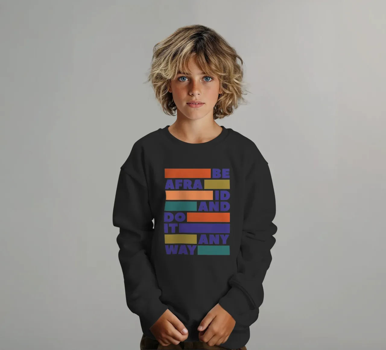 Be Afraid and Do It Anyway Bold Typography Art felpa bambino da showmemars