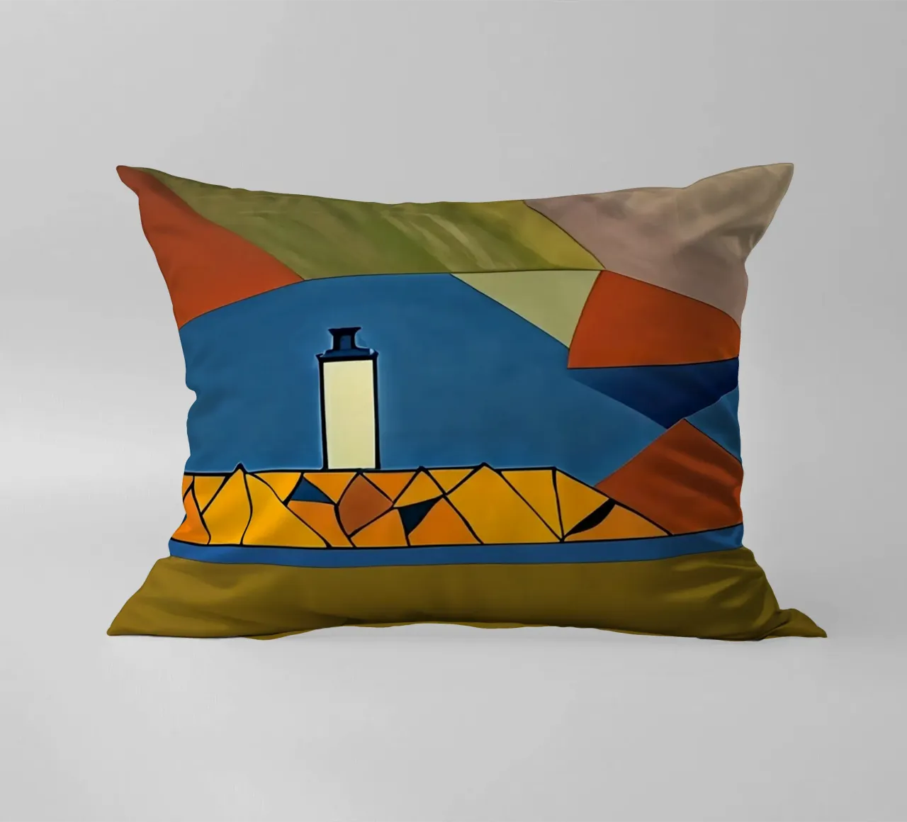 Molo con faro_Scheveningen_1 cuscino da Abstract Art by LK