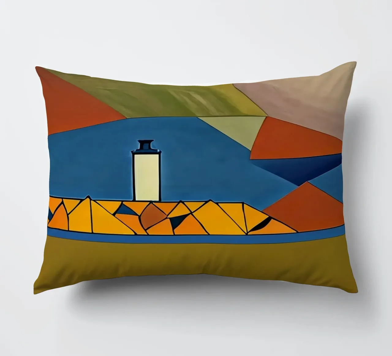 Molo con faro_Scheveningen_1 cuscino da Abstract Art by LK