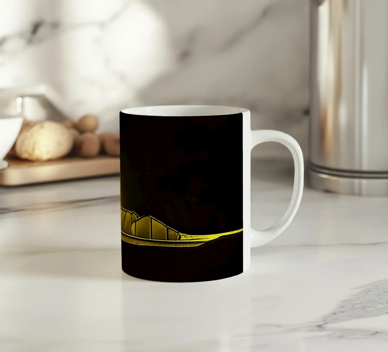 Molo con faro_Scheveningen_2 tazza in ceramica da Abstract Art by LK