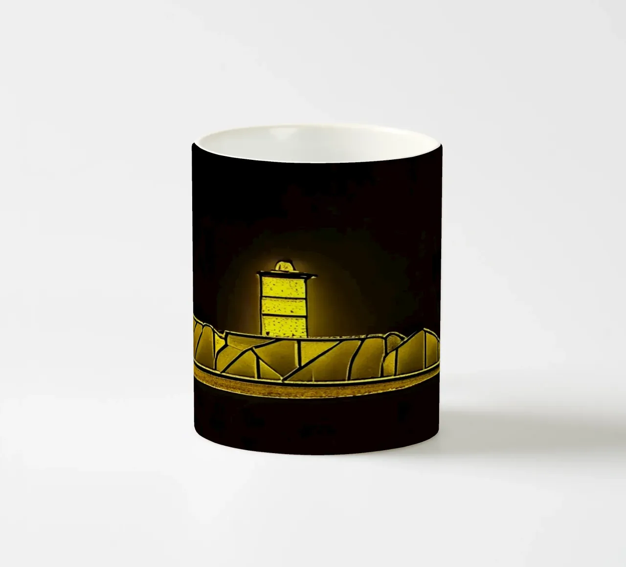 Molo con faro_Scheveningen_2 tazza in ceramica da Abstract Art by LK