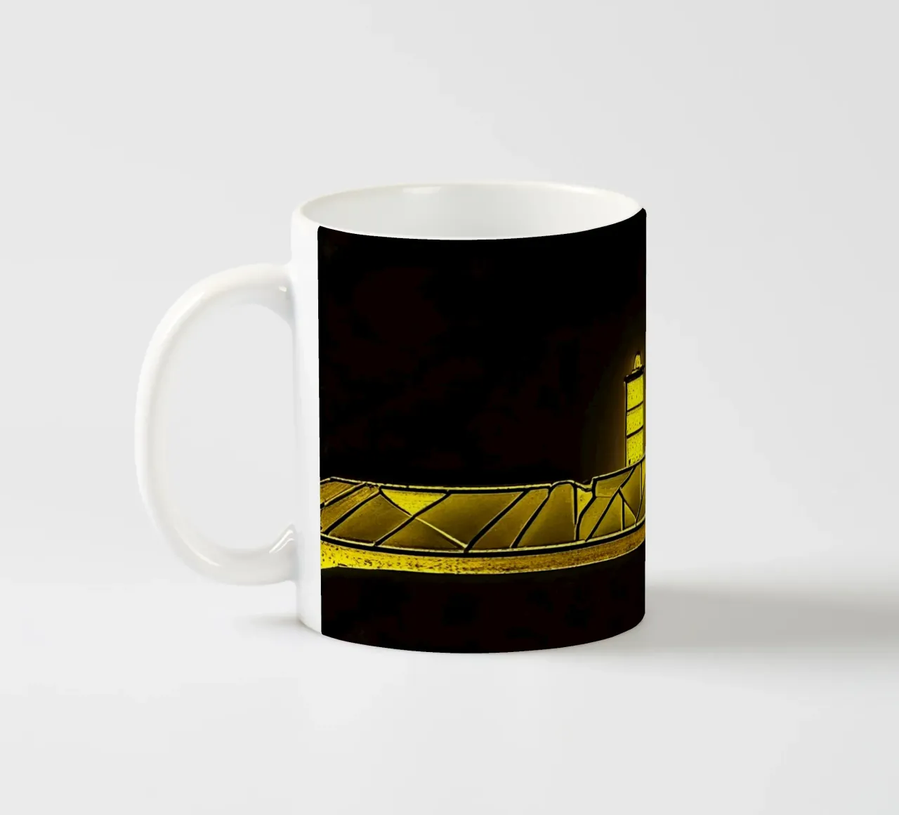 Molo con faro_Scheveningen_2 tazza in ceramica da Abstract Art by LK