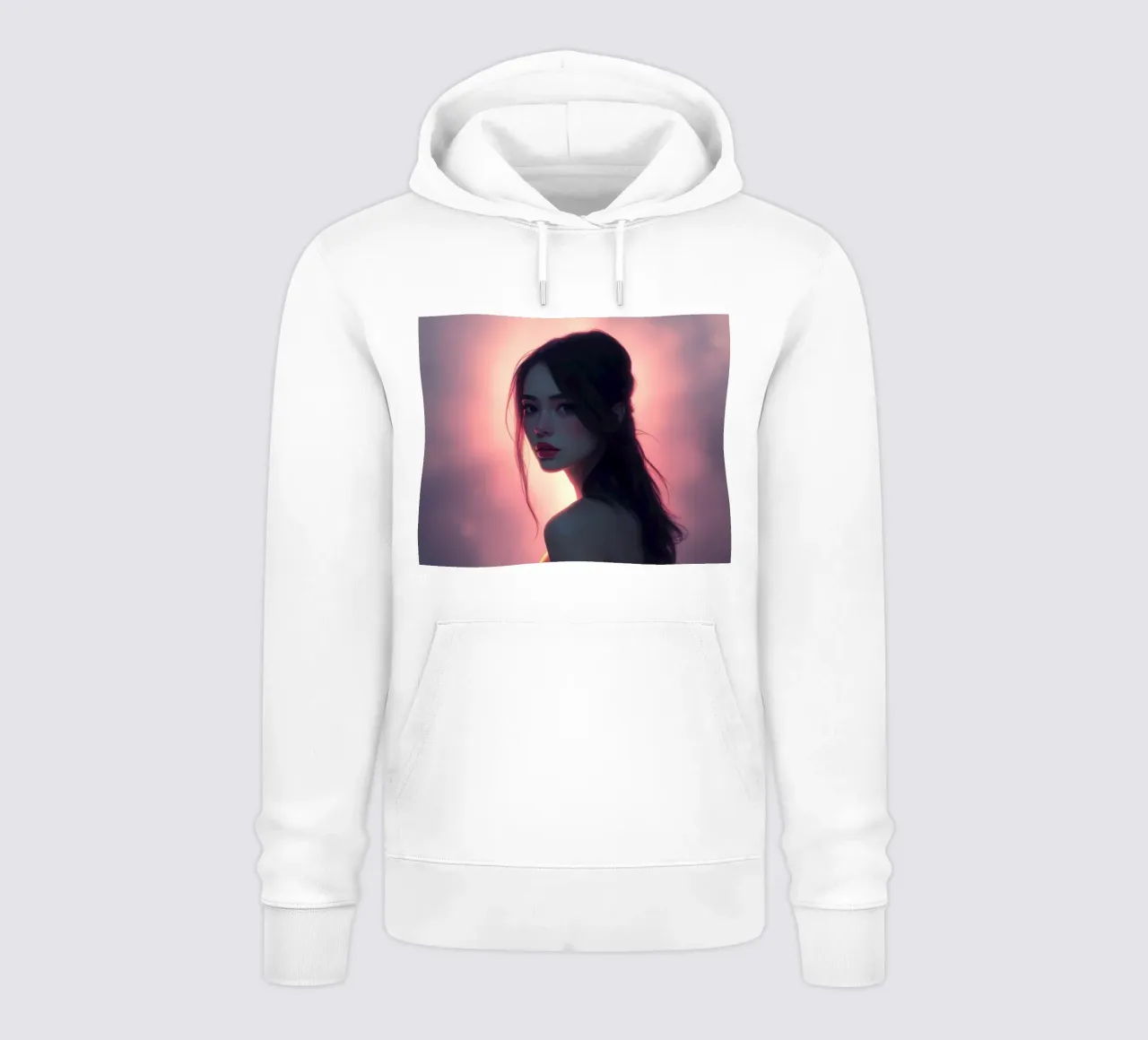 Portrait of a woman with soft features illuminated radiant hoodie by DesignDoodle