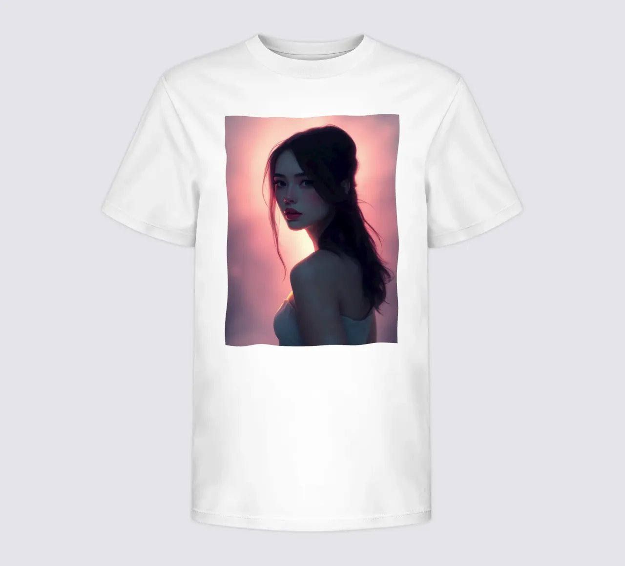 Portrait of a woman with soft features illuminated radiant kids t-shirt by DesignDoodle
