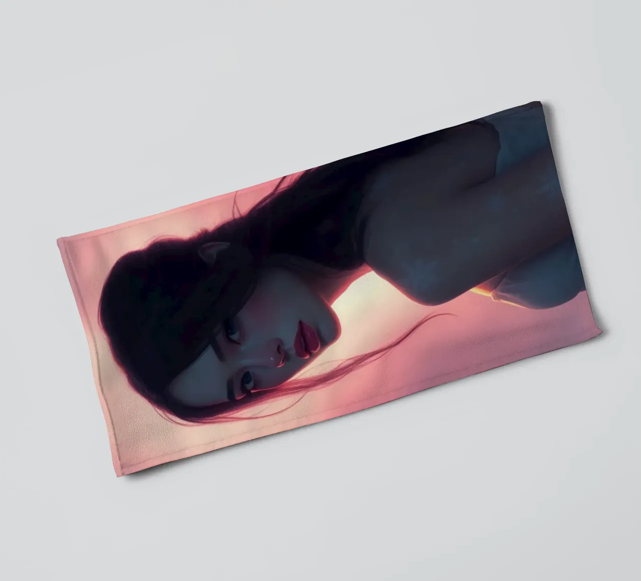 Portrait of a woman with soft features illuminated radiant towel by DesignDoodle