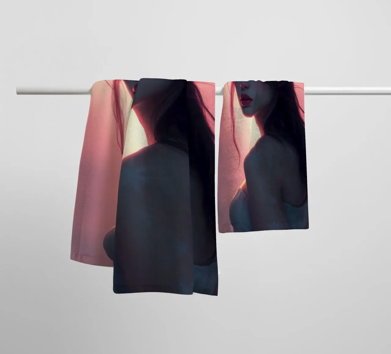 Portrait of a woman with soft features illuminated radiant towel by DesignDoodle