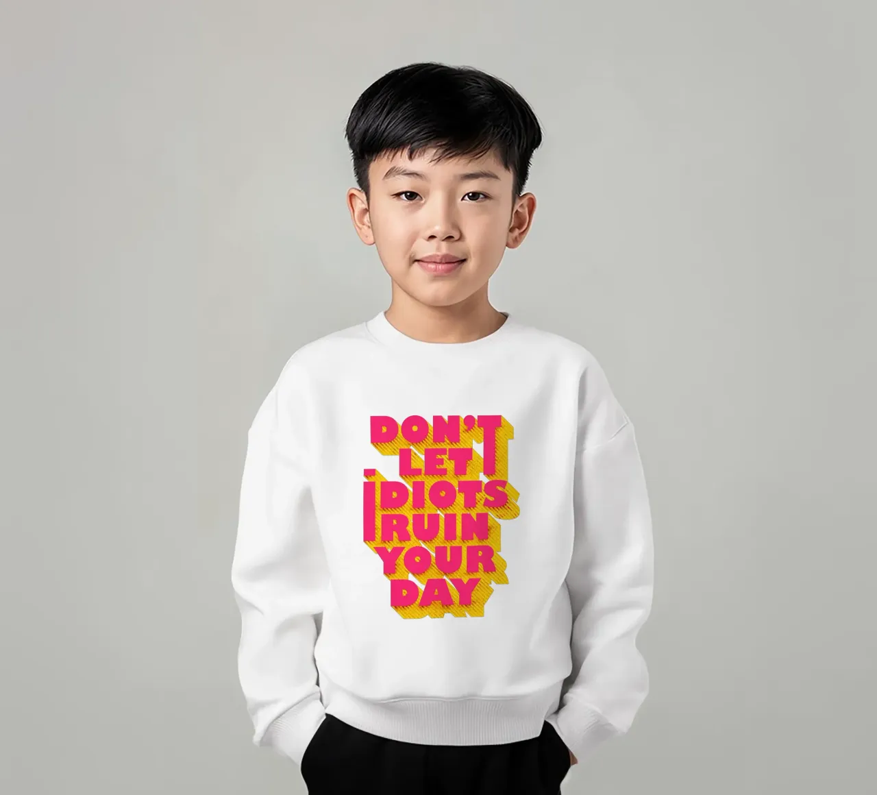 Don’t Let Idiots Ruin Your Day Bold Typography felpa bambino da showmemars