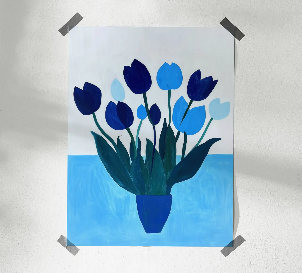Stillleben mit Blauen Tulpen | Leinwand-Malerei Hahnemühle von Autofocus