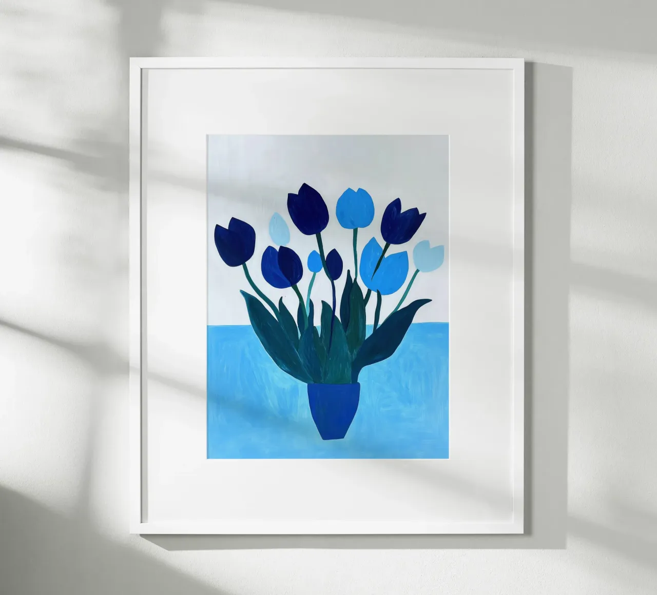 Stillleben mit Blauen Tulpen | Leinwand-Malerei Hahnemühle von Autofocus