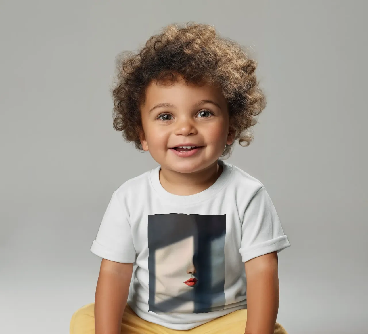 Shadows and light create an intriguing portrait of a face baby t-shirt by DesignDoodle