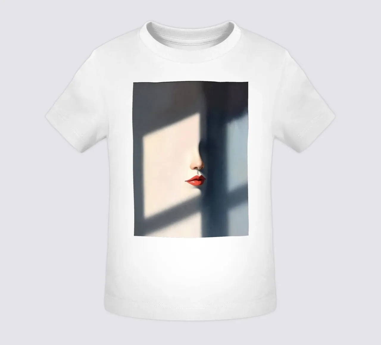 Shadows and light create an intriguing portrait of a face baby t-shirt by DesignDoodle